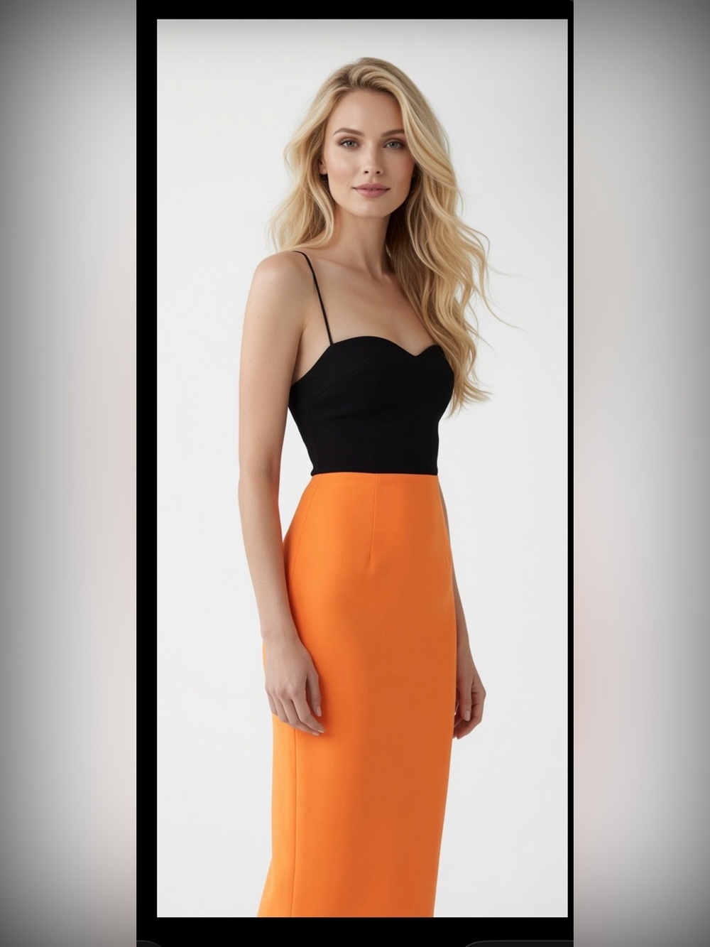 Alex Perry Black and Orange Midi Dress US6 UK10
